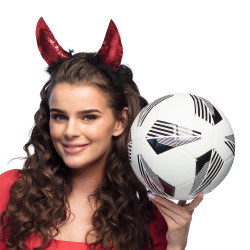 Červené trblietavé rohy diabla